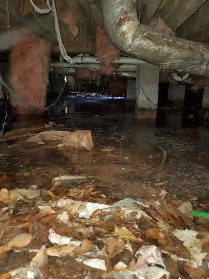Crawl space flood assessment for Commercial Water Damage Restoration in Hugo