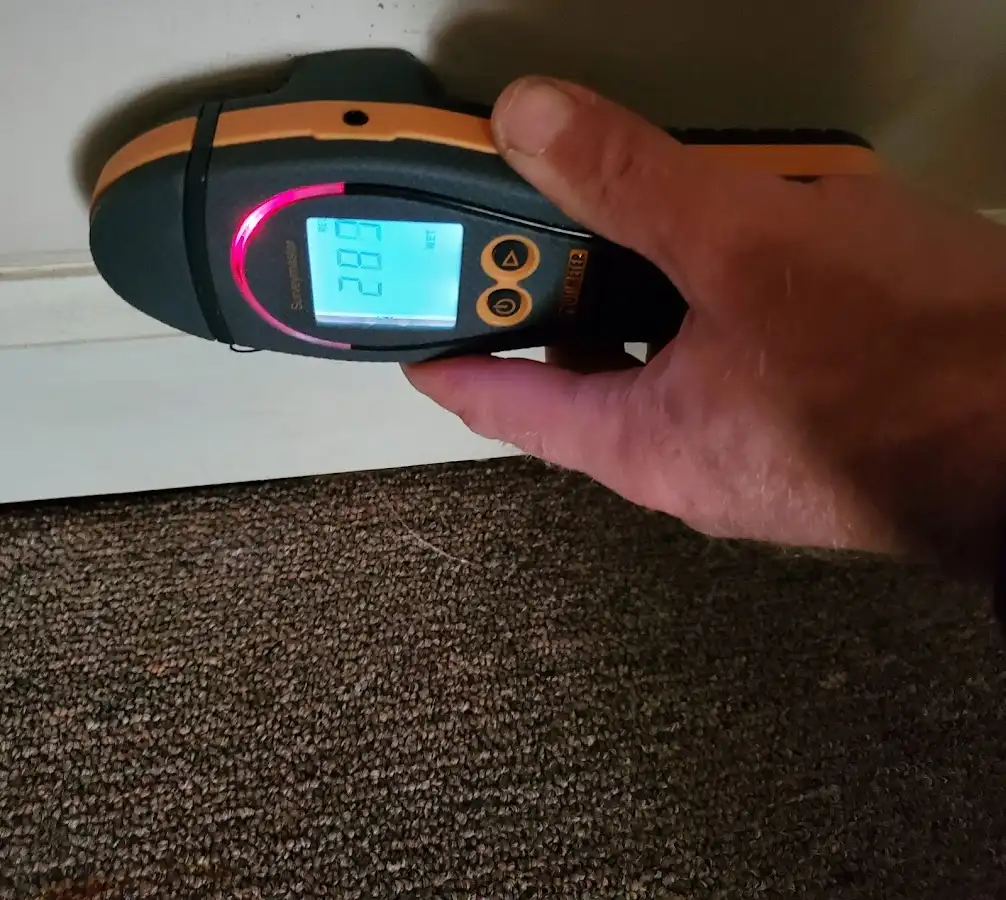 Moisture detection at baseboard during Mold Inspection & Testing in Hugo