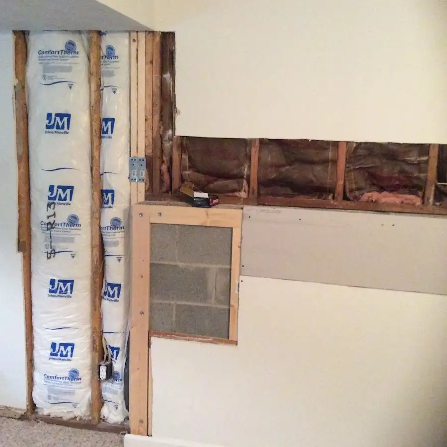 Wall insulation replacement during Basement Flood Cleanup in Hugo